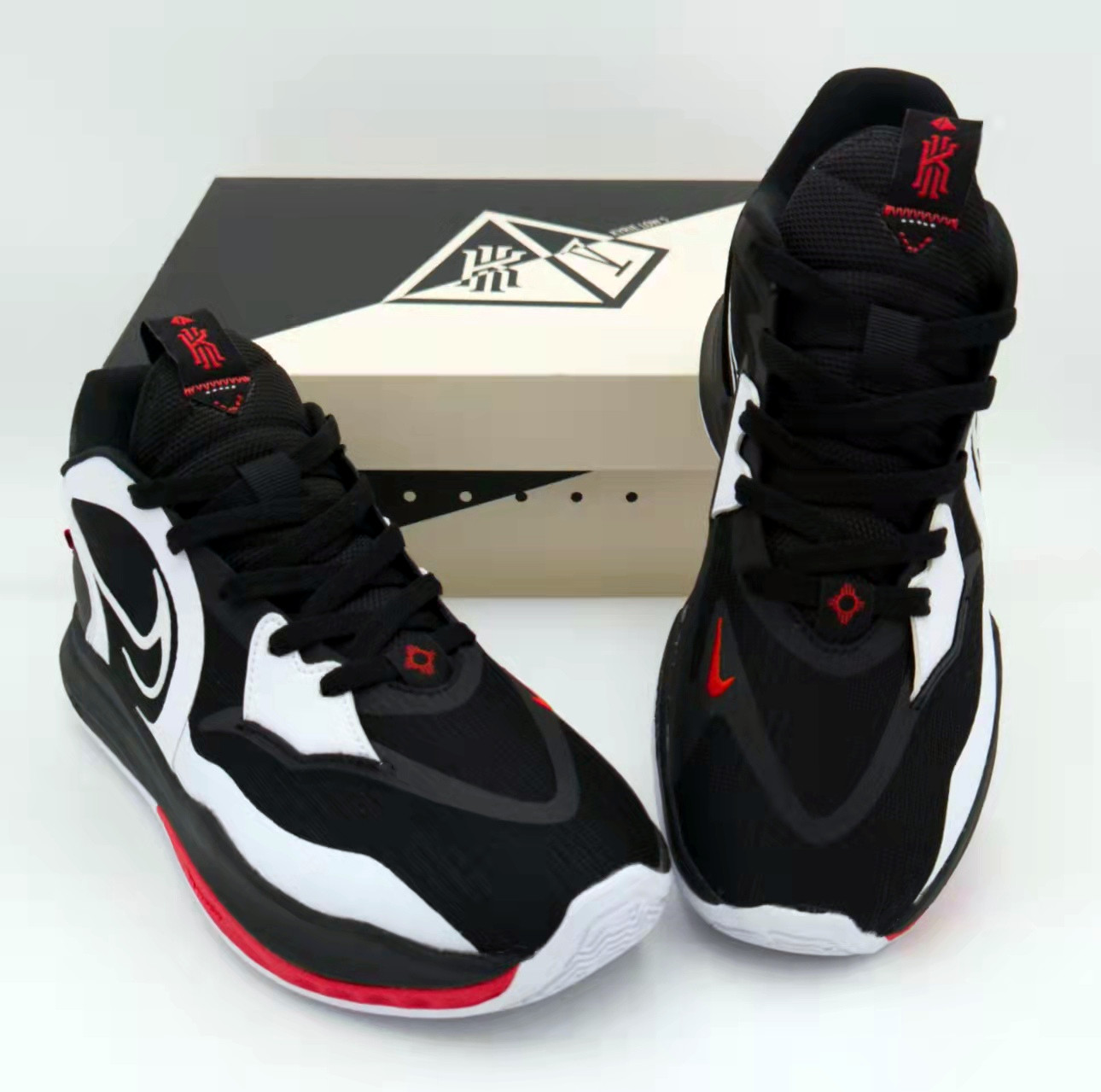 2022 Nike Kyrie Irving 5 Black White Red Shoes - Click Image to Close